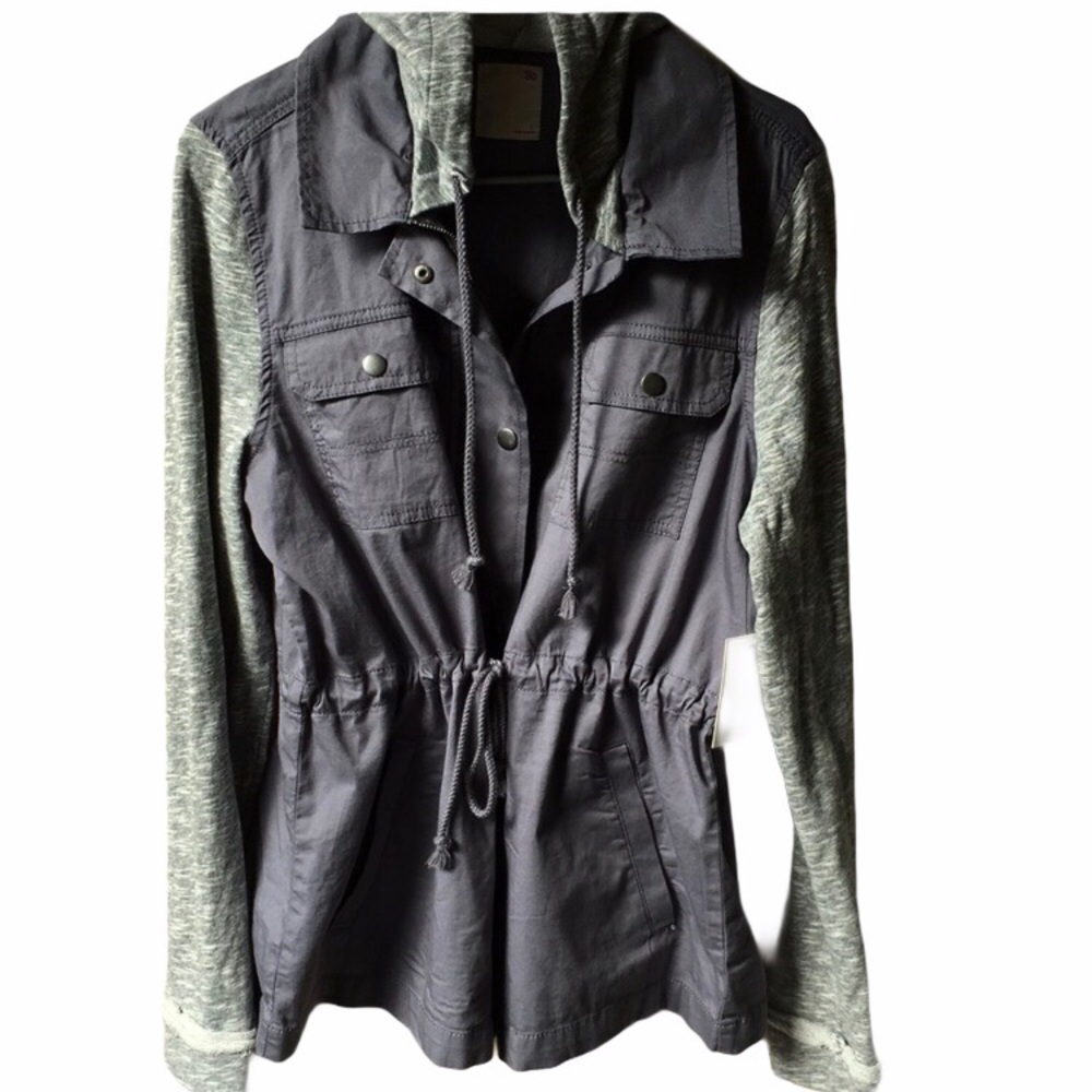 Gray so brand Jacket , hoodie. drawstring waist